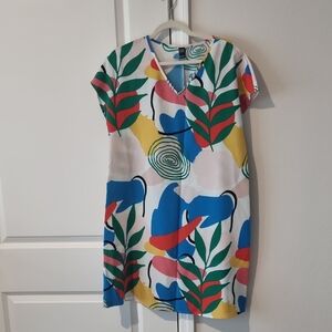SHEIN Multicolor Leaf Print Mini Dress